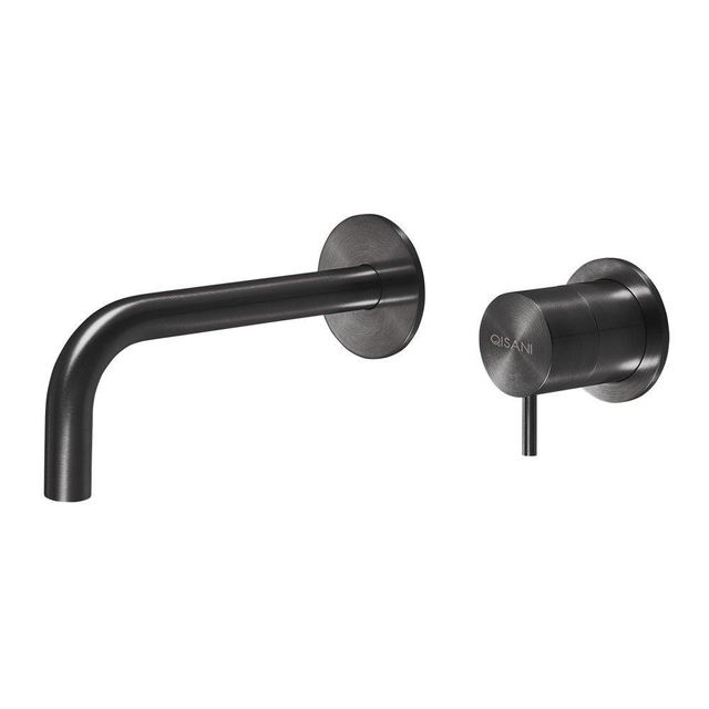 Goedkoopste Qisani Flow inbouwwastafelkraan met 15cm uitloop Geborsteld PVD Gunmetal 25605.04