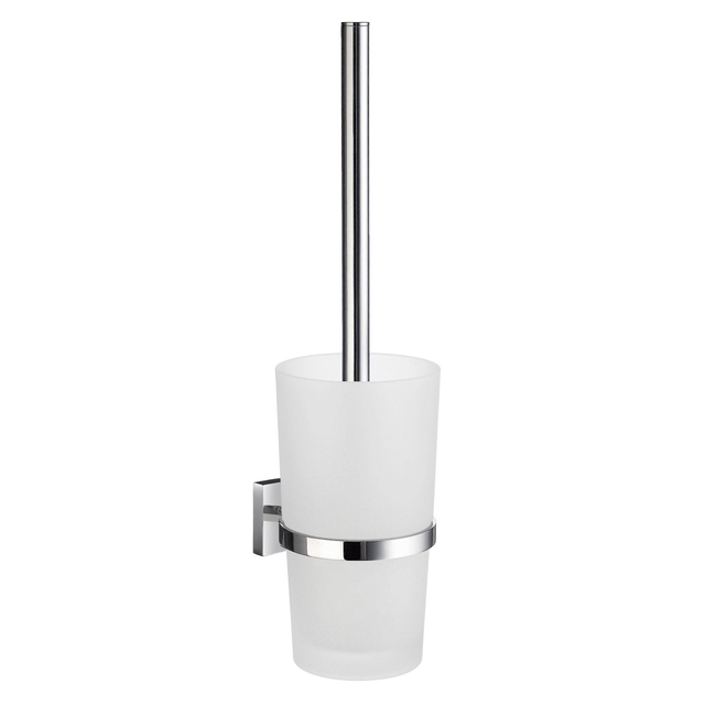 Smedbo House Toiletborstelhouder - open - wandmodel - chroom/mat glas RK333