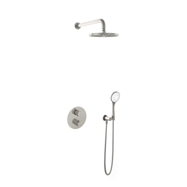 Hotbath Buddy IBS Regendoucheset - 35cm wandarm - 20cm ronde hoofddouche - 3 standen handdouche - geborsteld nikkel IBS1AGN1