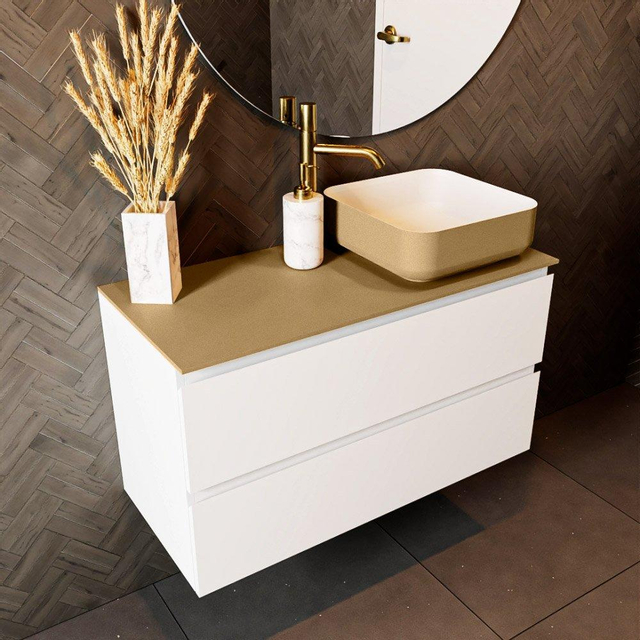 Mondiaz TOP 30 Topblad - 90x30x0.9cm - geschikt voor afdekplaat - Solid surface - Oro T30XIM49849Oro