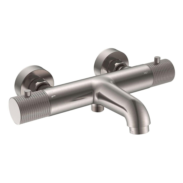 Wiesbaden Ribbd thermostatische badmengkraan hartafstand 15 cm geborsteld staal PVD 29.5361