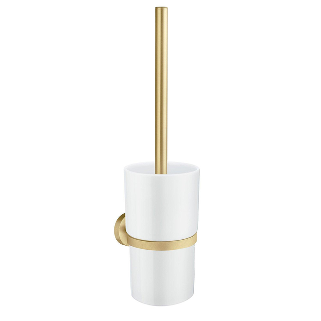 Smedbo Home Toiletborstelhouder - open - wandmodel - geborsteld messing/porselein HV333P