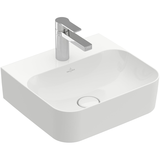 Villeroy & Boch Finion fontein onderzijde geslepen 1 kraangat 43x39cm ceramic+ zonder overloop wit 43644lr1