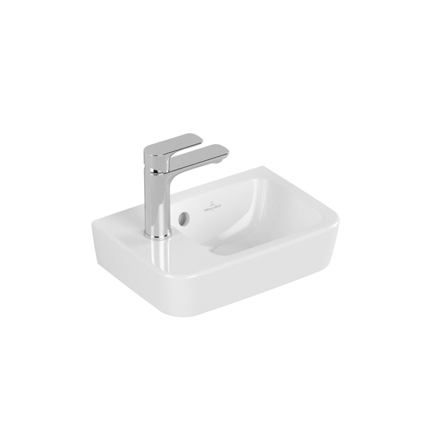 Villeroy & Boch O.novo fontein 36X25cm 1 kraangat links met overloop ceramic+ wit OUTLETSTORE 434236r1