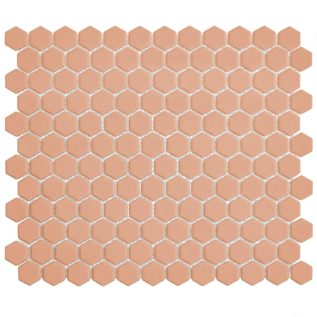 The Mosaic Factory Hexagon vloertegel - 26x30cm - Hexagon - Porselein Royal Peach- Mat HM23080