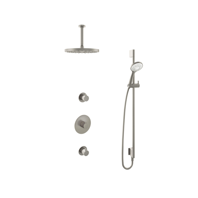 Hotbath Buddy IBS Regendoucheset - 15cm plafondarm - 30cm ronde hoofddouche - 3 standen handdouche - glijstang - geborsteld nikkel IBS1GN1257