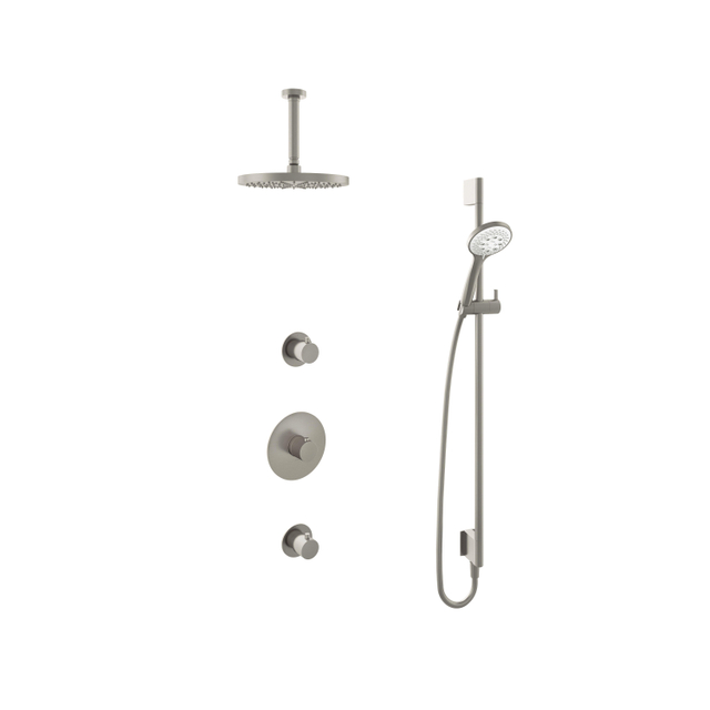 Hotbath Buddy IBS Regendoucheset - 15cm plafondarm - 25cm ronde hoofddouche - 3 standen handdouche - glijstang - geborsteld nikkel IBS1GN1247