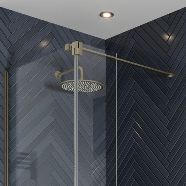 Crosswater Gallery Stabilisatiestang - 120cm - wandarm - voor 8-10mm glas - geborsteld messing (goud) GRBRACEF