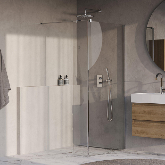 Brauer Oblivion Inloopdouche - 90x200cm - 40cm zijwand - glascoating - helder glas - Chroom GS-OBI2H9040200CE