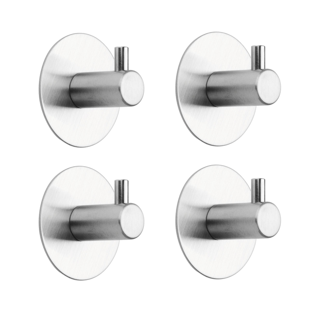 Tiger Rhino Hakenset - rond - 4 stuks - zelfklevend - RVS geborsteld 999990901