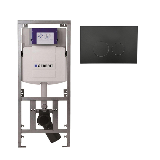 Geberit/Burda Geberit Inbouwreservoir - UP320 - QeramiQ push bedieningsplaat - dualflush - ronde knoppen - kunststof zwart mat SW706188 0701131