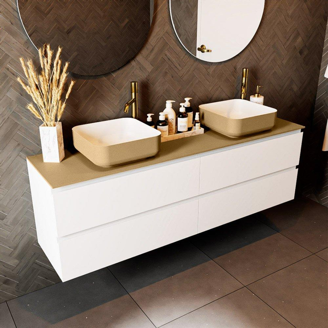 Mondiaz TOP 23 Topblad - 160x23.5x0.9cm - geschikt voor afdekplaat - Solid surface - Oro T23XIM49856Oro