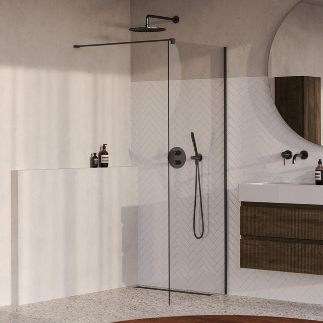 Brauer Oblivion Inloopdouche - 80x200cm - glascoating - helder glas - geborsteld gunmetal PVD GS-OBI1H80200GM