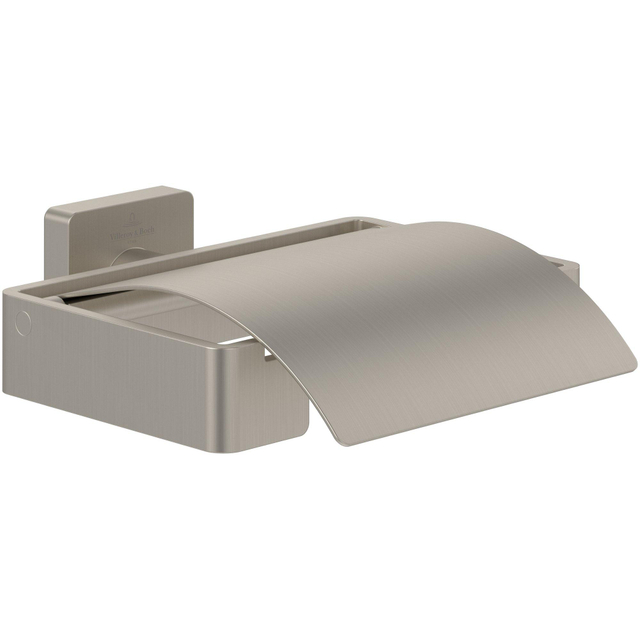 Villeroy & Boch Elements - Striking Toiletrolhouder met deksel - 131 x 115 x 45 mm - Matt Brushed Nickel (RVS) TVA15201300064