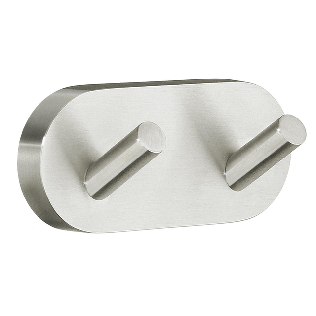 Smedbo Home Handdoekhaak - 9x4cm - dubbel - geborsteld nikkel H356N