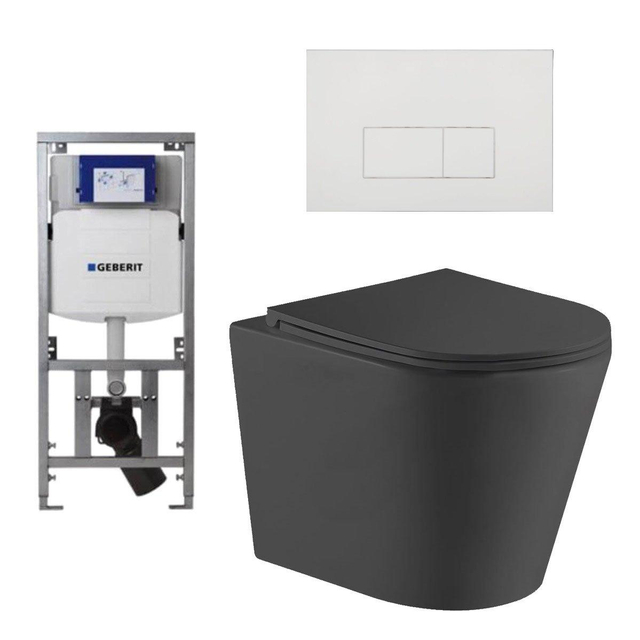 QeramiQ Dely Toiletset 36.3x51.7cm diepspoel rimless Geberit UP320 inbouwreservoir softclose toiletz