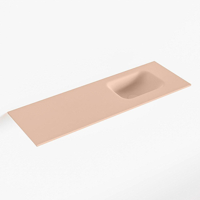 Mondiaz LEX Fontein - 90x30x0.9cm - wasbak Rechts - zonder kraangaten - voor toiletmeubel - Solid surface - Rosee F51118Rosee