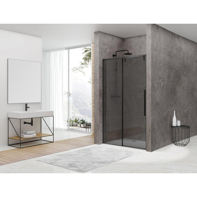 Van Rijn Products ST06 Softclose schuifdeur - 158x200cm - rookglas - dikte 8mm - incl. greep - zwart ST06300160ZWGR