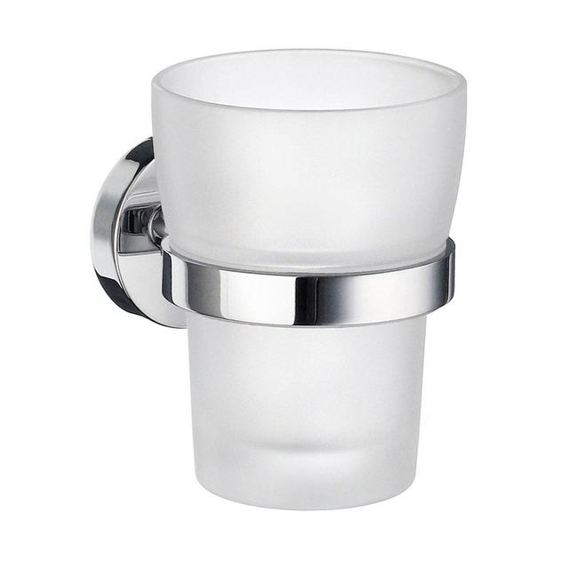 Smedbo Home Bekerhouder - 7.5x9.8x9.3cm - met glas - chroom/mat glas HK343