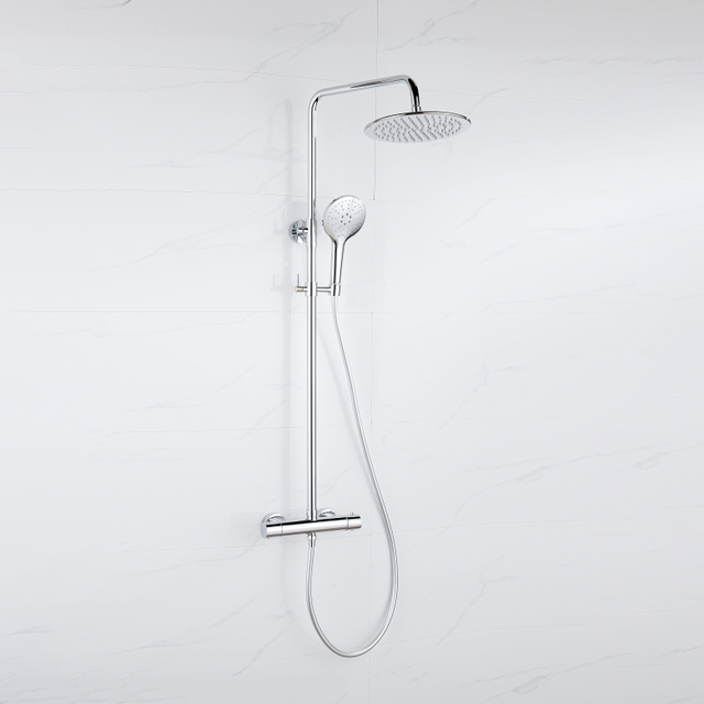 Fortifura Calvi Regendoucheset - thermostatisch - 30cm hoofddouche - gladde slang - ronde handdouche - chroom SW1159497 SW1139119 SW496814 SW706209