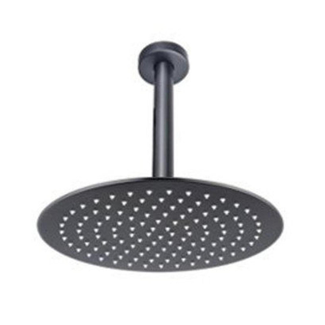 Fortifura Calvi Inbouw Regendoucheset - thermostatisch - plafondarm - 25cm hoofddouche - staaf handdouche - metalen doucheslang - geborsteld Gunmetal PVD SW720556/SW720558/SW706207/SW721170/SW766536/S