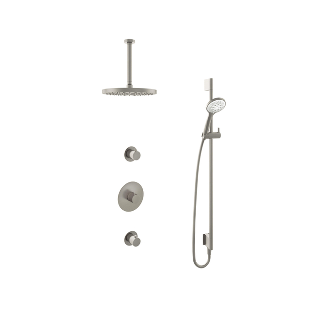 Hotbath Buddy IBS Regendoucheset - 30cm plafondarm - 30cm ronde hoofddouche - 3 standen handdouche - glijstang - geborsteld nikkel IBS1GN1357