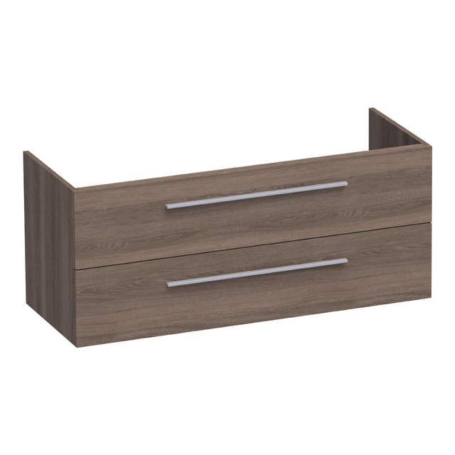 Saniclass EX WastafelOnderkast - 120x46x50cm - 2 softclose lades - zonder greep - 2 sifonuitsparingen - MFC - legno viola 1663