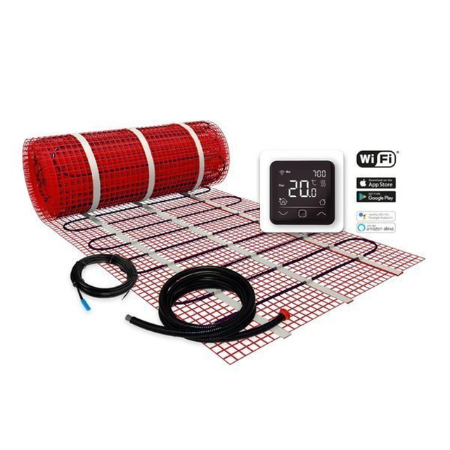 Plieger Heat elektrische vloerverwarmingsmat wifi thermostaat 50x200cm 1m2 150W rood 220211