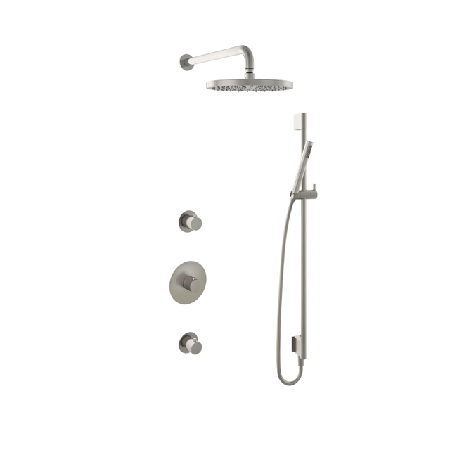 Hotbath Buddy IBS Regendoucheset - 35cm wandarm - 30cm ronde hoofddouche - staafhanddouche - glijstang - geborsteld nikkel IBS1GN57