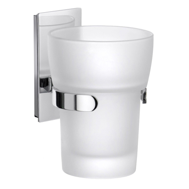 Smedbo Pool Bekerhouder - met glas - chroom/mat glas ZK343