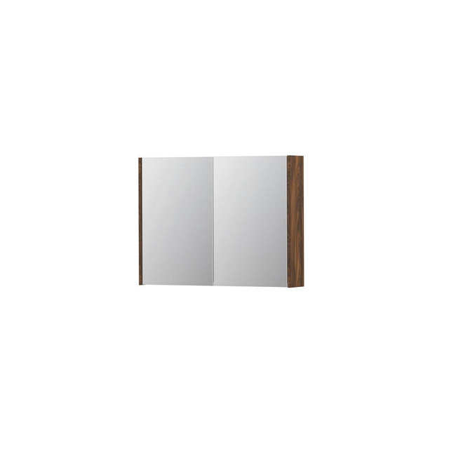 INK SPK1 Spiegelkast 80x14x60cm 2 deuren dubbelzijdige Spiegel schakelaar en stopcontact MFC Noten 1