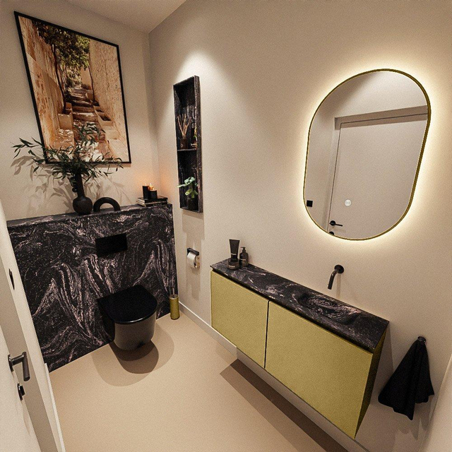 MONDIAZ TURE-DLUX 100cm toiletmeubel Oro. EDEN wastafel Lava positie rechts. Zonder kraangat. TUREDX100OROR0LAV