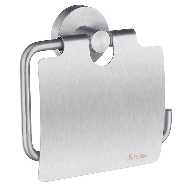 Smedbo Home Toiletrolhouder - met klep - rond - geborsteld chroom HS3414