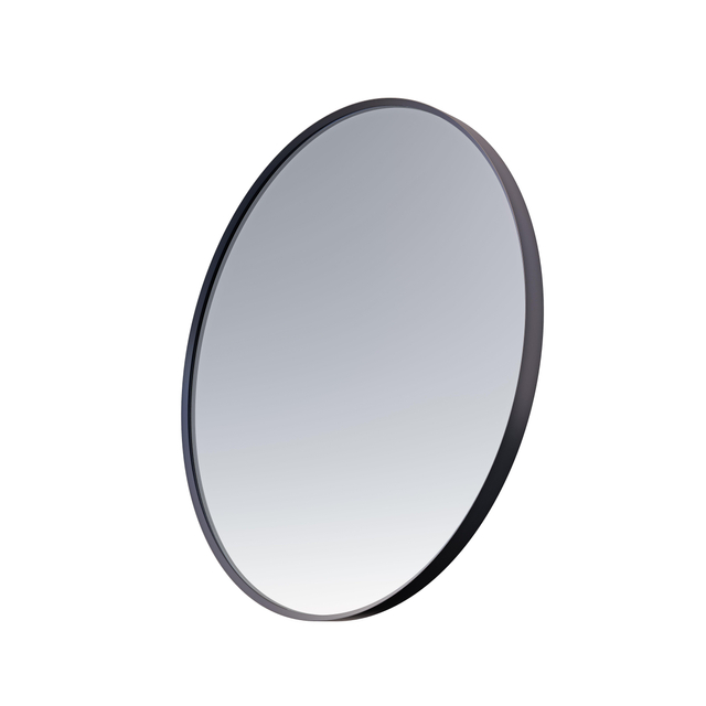 SaniSaniclass Retro Line Spiegel - rond - 100cm - frame - mat zwart - licht beschadigdOUTLET UDEN NAK001-100MB