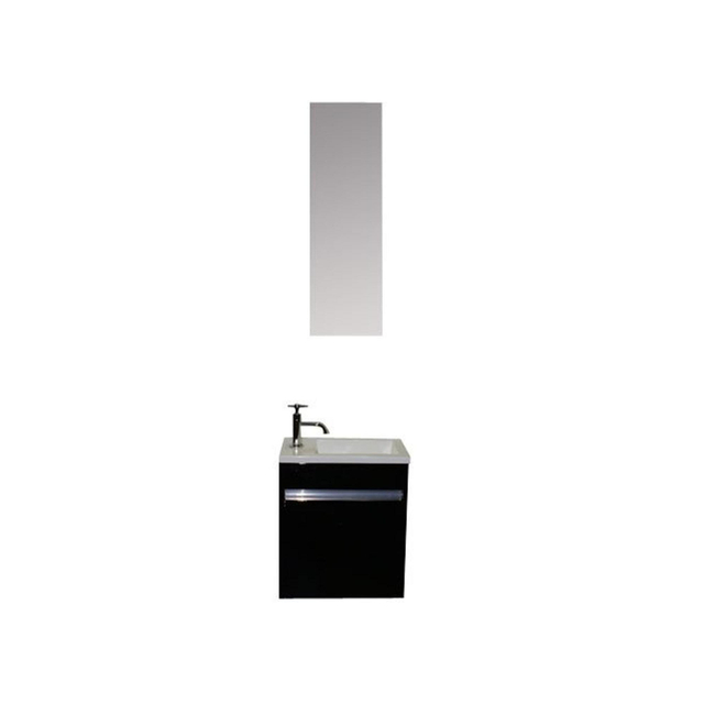 BRAUER Future fonteinkast 40x22cm rechtsdraaiend met spiegel hoogglans zwart sw3052-sw3104-sw3906-
