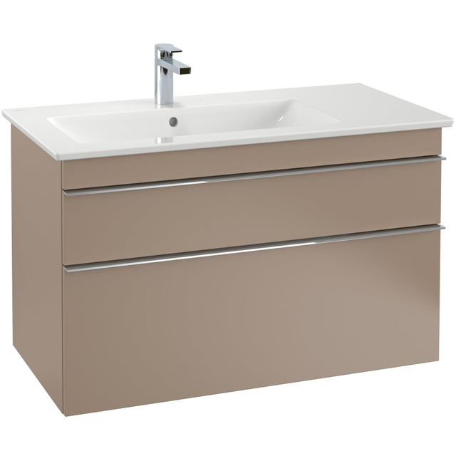 Villeroy & Boch Venticello Meubelwastafel - wasbak links - 1 kraangat - 100x50cm - geschikt voor 3 kraangaten - overloop - wit 4134l101