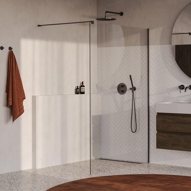 Brauer Oblivion Inloopdouche - 130x200cm - glascoating - helder glas - geborsteld gunmetal PVD GS-OBI1H130200GM