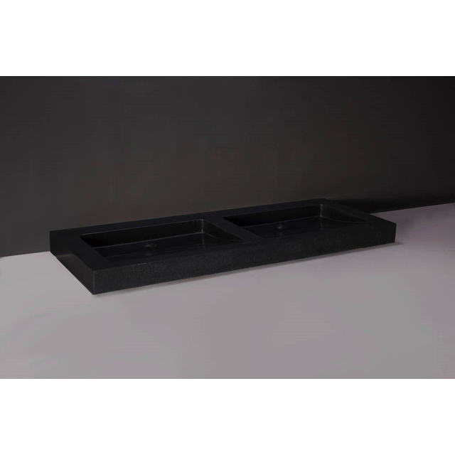 Forzalaqua Palermo Doppio wastafel 140.5x51.5x9cm Rechthoek 0 kraangaten 2 wasbakken Natuursteen Graniet gezoet 8010263