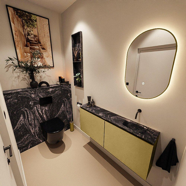 MONDIAZ TURE-DLUX 120cm toiletmeubel Oro. EDEN wastafel Lava positie rechts. Zonder kraangat. TUREDX120OROR0LAV