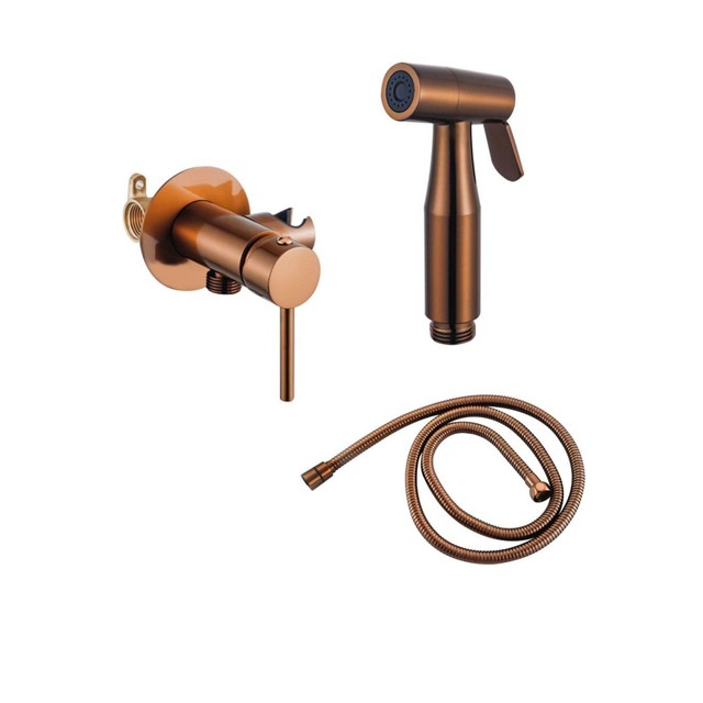 Fortifura Calvi Mengkraan Bidetset - handdouchehouder -100cm doucheslang - bidet handdouche - geborsteld koper SW1236933/SW1212627/SW970020