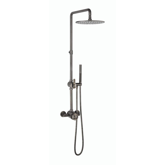 Crosswater Union Exposed Regendoucheset - opbouw - glijstang - handdouche - geborsteld zwart chroom RM650WB