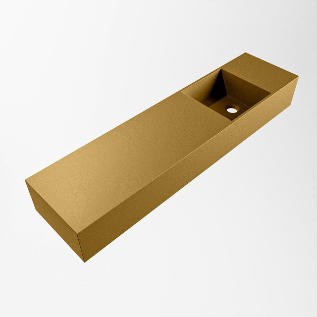 Mondiaz TYNE Fontein - 90x23x12cm - wasbak Rechts - zonder kraangaten - solid surface - Oro TYNE20016ORO