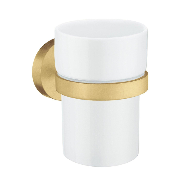 Smedbo Home Bekerhouder - met glas - geborsteld messing HV343P