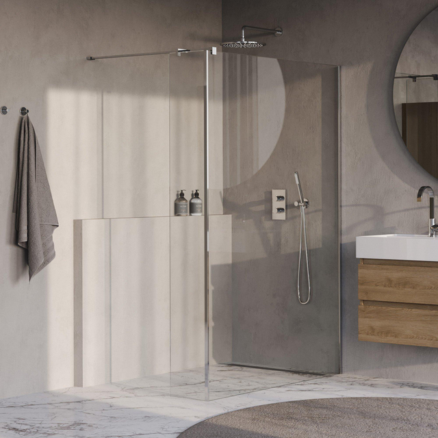 Brauer Oblivion Inloopdouche - 140x200cm - 40cm zijwand - glascoating - helder glas - Chroom GS-OBI2H14040200CE