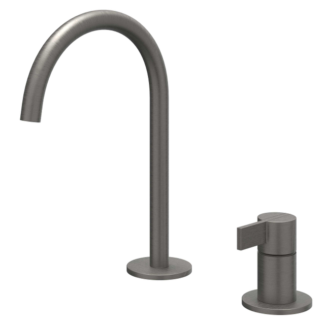 Goedkoopste IVY Pact Wastafelmengkraan - 2-gats - bladmontage - uitloop - coldstart - Geborsteld metal black PVD 6101306