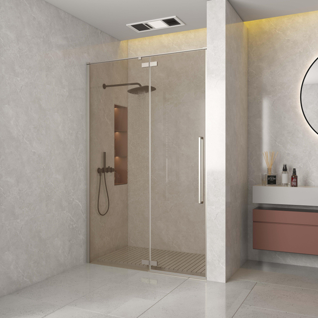 Aqua Vista Oria Linea nisdeur - 80x200cm - incl. montageset - champagne glas - Geborsteld rvs SW1186313/SW1186295