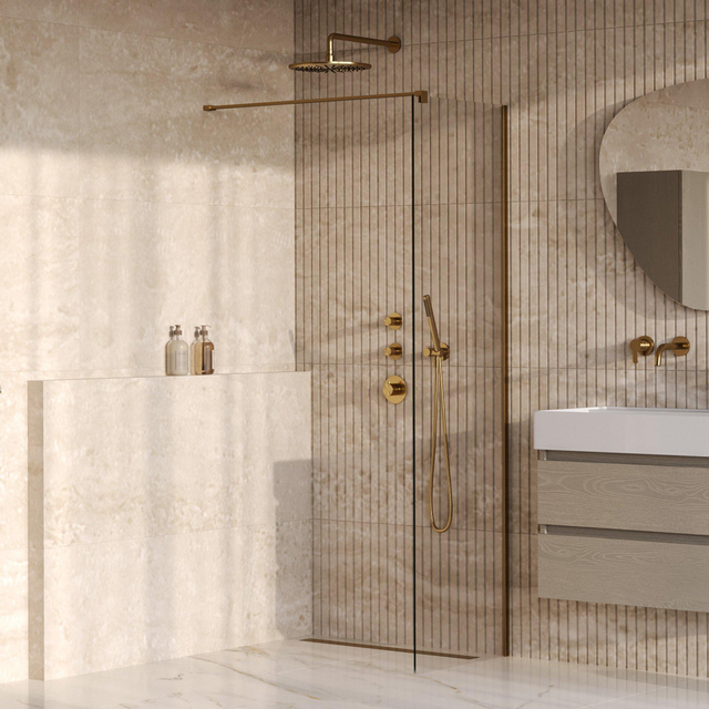 Brauer Oblivion Inloopdouche - 60x200cm - glascoating - helder glas - geborsteld goud PVD GS-OBI1H60200GG
