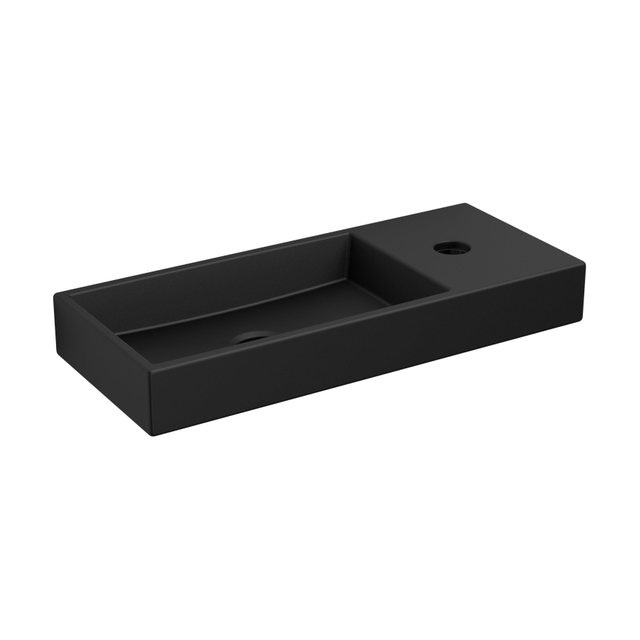 Clou Mini Wash Me fontein 45x19cm kraangat rechts Keramiek Zwart mat OUTLETSTORE CL/03.12236