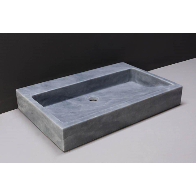 Forzalaqua Palermo wastafel 80.5x51.5x9cm Rechthoek 1 kraangat Natuursteen Cloudy marmer gezoet 1001