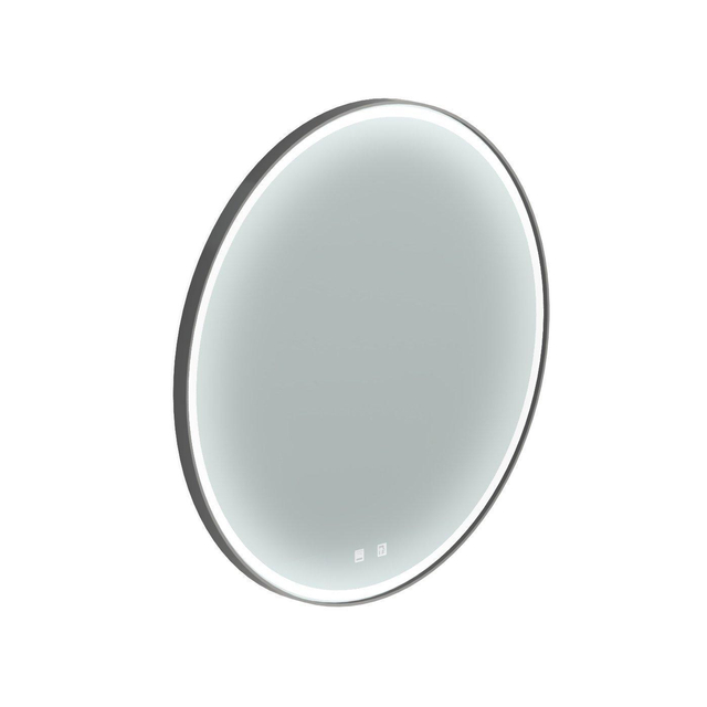 Thebalux Type M spiegel 80x80cm rond met verlichting en spiegelverwarming led zwart aluminium 4SP800
